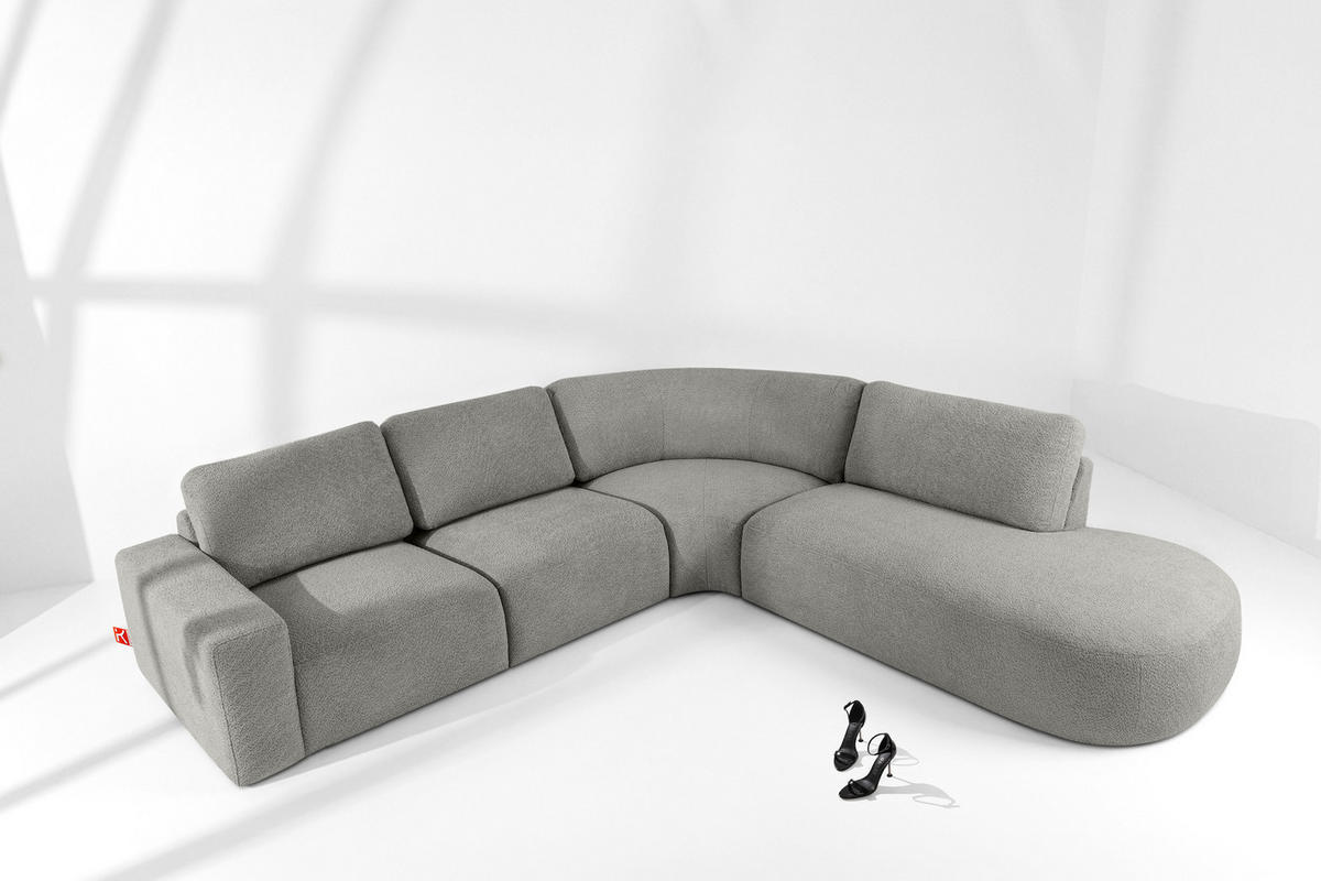ECKSOFA RECHTS ZUCCO, Dunkelaschgrau - Dunkelgrau, Holz/Holzwerkstoff (304/293cm) - KONSIMO®
