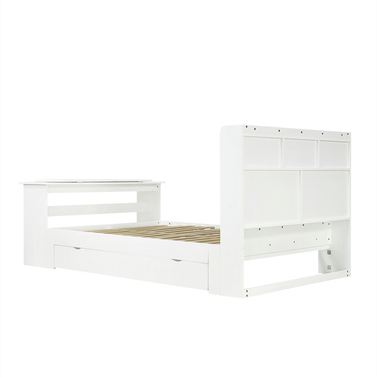 BETT mit Stauraum 140x200 cm Weiß 4-tlg. - Weiß, Holz (140/200cm) - Meubliv