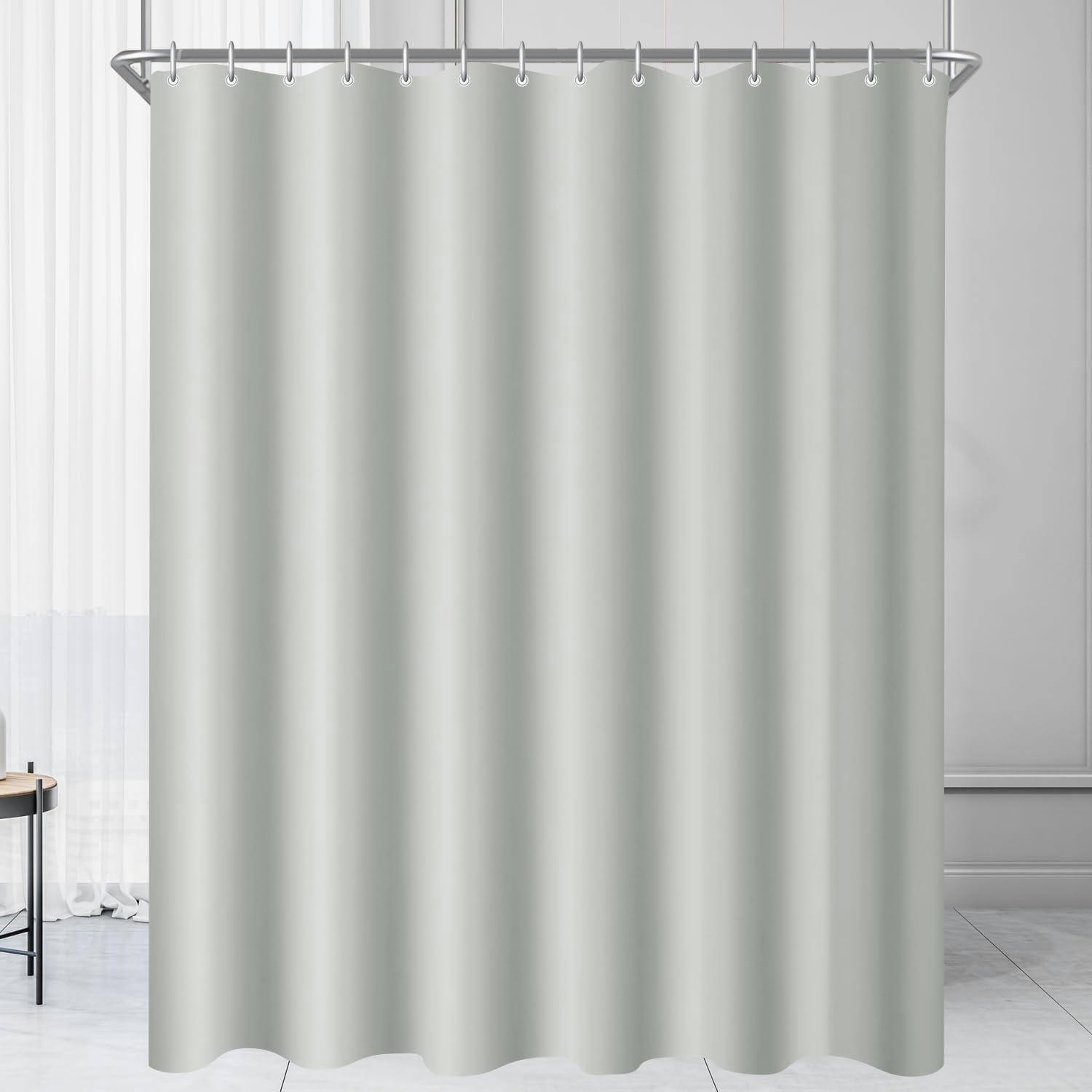 DUSCHVORHANG Grau 80 x 180 cm mit beschwertem Saum und 6 Ringen - Grau, Textil (80/180cm)