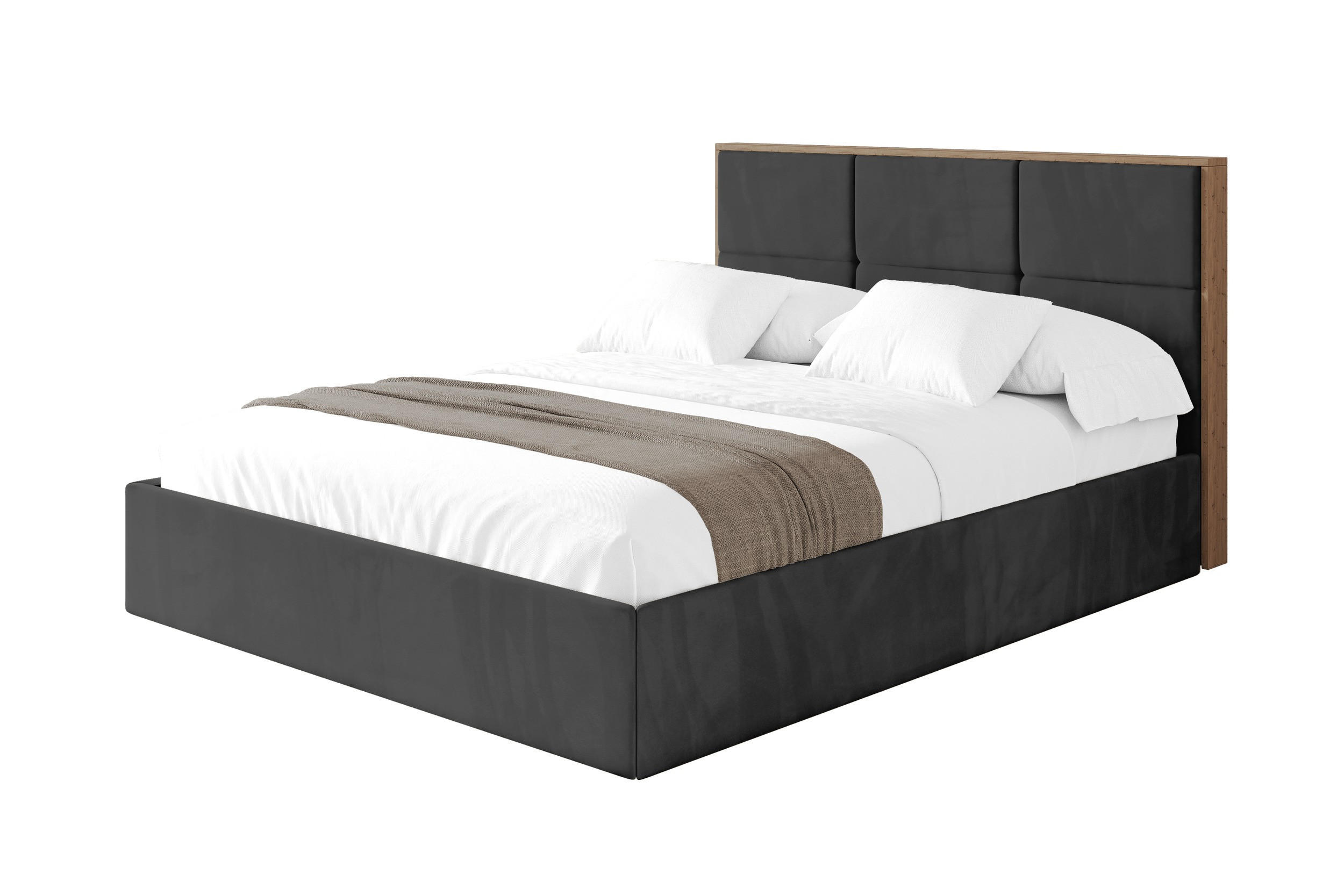 POLSTERBETT mit Bettkasten und Lattenrost, Boxbett ohne Matratze - LILA 140x200 Schwarz - Schwarz, Holzwerkstoff/Textil (140/200cm) - ALTDECOR