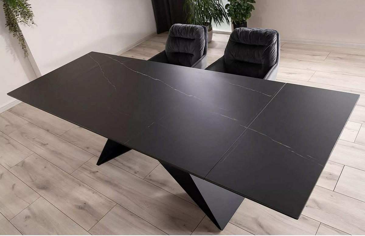 ESSTISCH Westin Schwarz Marmor / Schwarz Matt 160-240 / 90 / 77cm - Schwarz, Holz/Keramik (90/240/77cm) - Feldmann-Wohnen