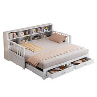 MULTIFUNKTIONSBETT 90/190 cm weiß aus Holz mit Ausziehfunktion und Stauraum - Weiß, Holzwerkstoff (90/190cm) - OKWISH