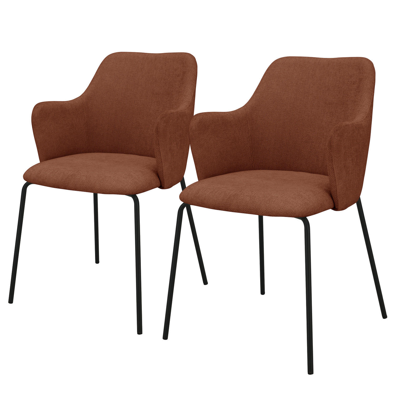 ARMLEHNENSTUHL - 2er-Set - Webstoff / Eisen - Rostfarben/Schwarz, Textil/Metall (53/85/58cm) - home24