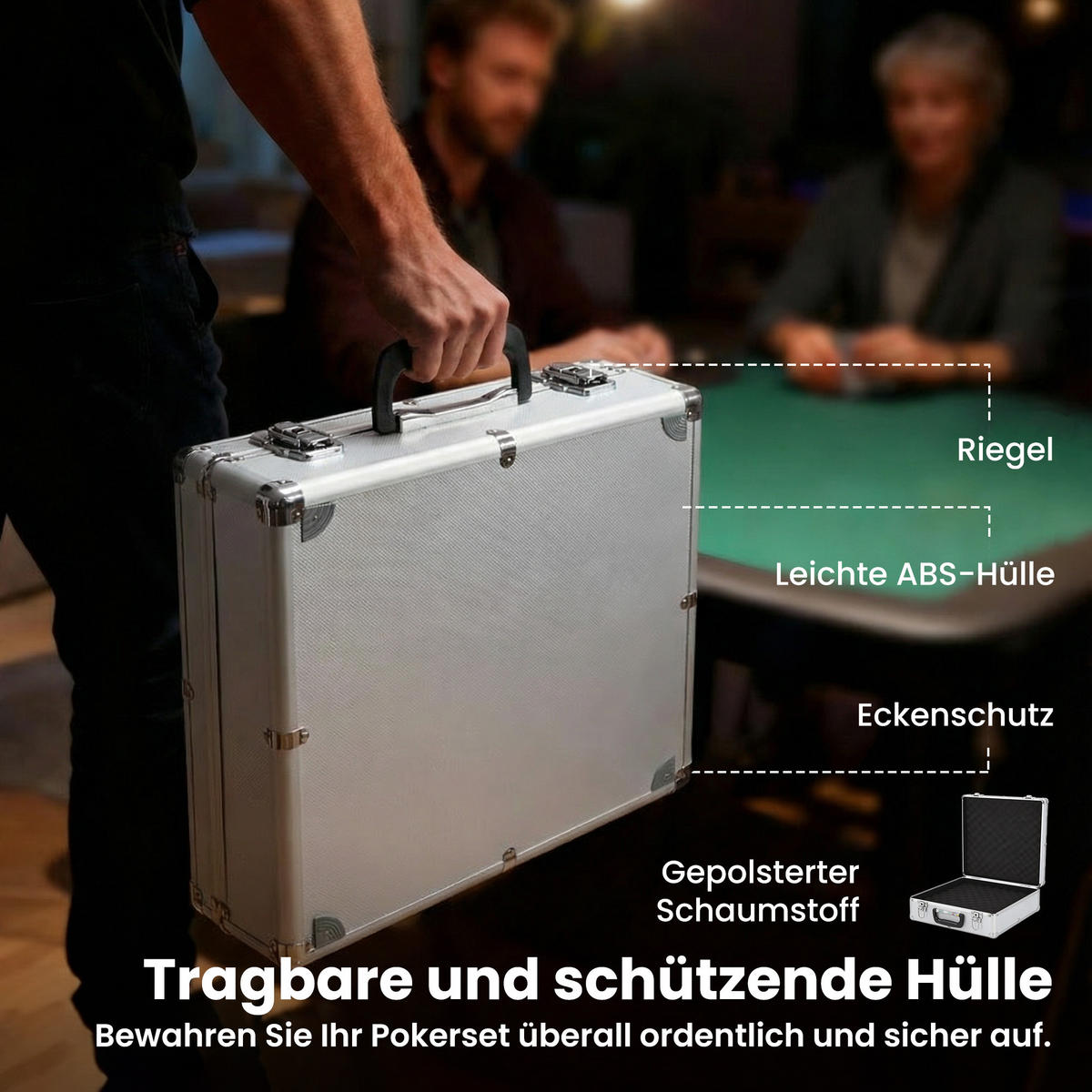 POKERSET Aluminium Kunststoff Silber - Silberfarben, Kunststoff - SPORTNOW