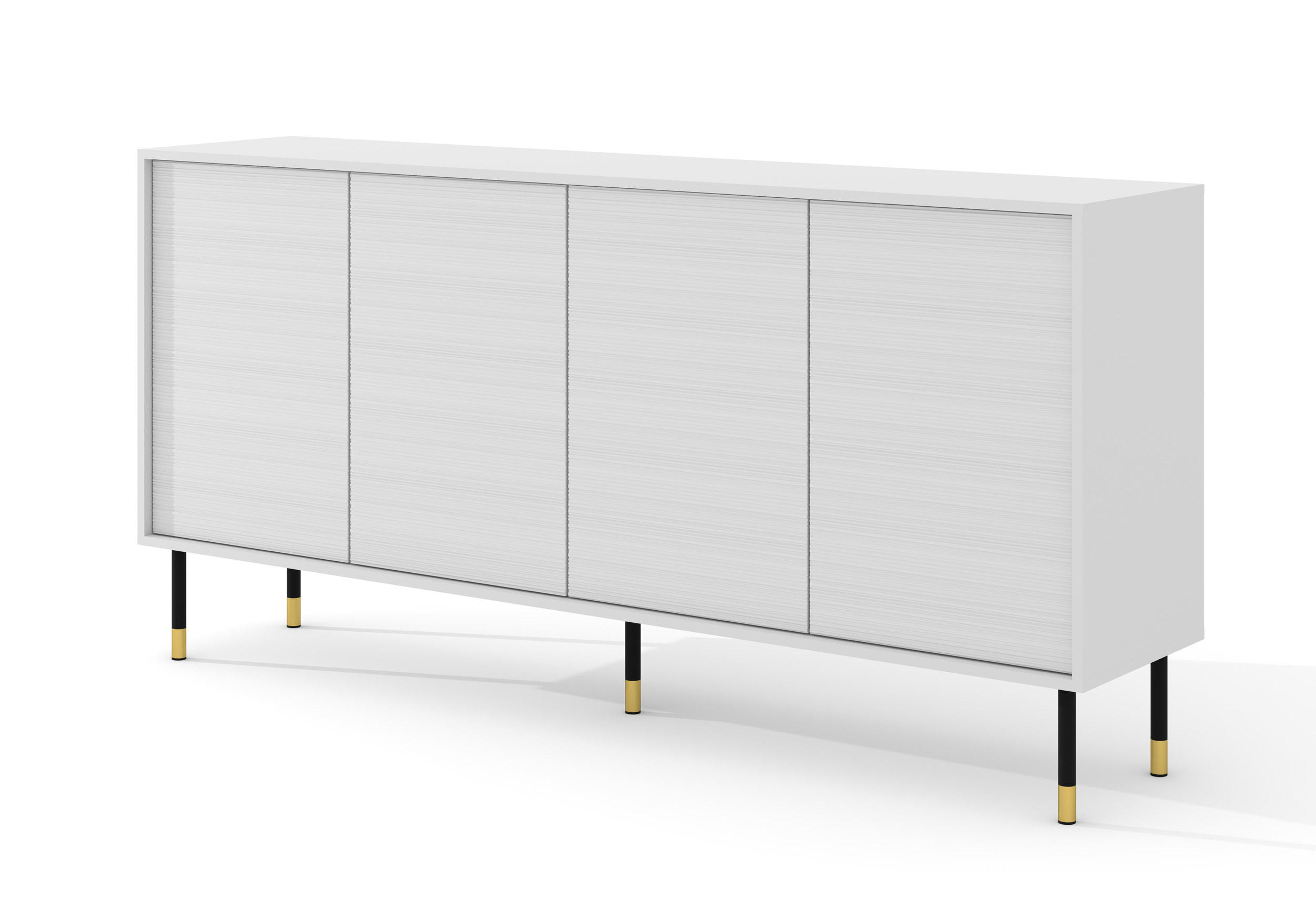 TV LOWBOARD Weiß, Schwarz, Gold 180/89/40 - Schwarz/Weiß, Holzwerkstoff (180/89/40cm) - RAUMHIRSCH FURNITURE