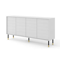 TV LOWBOARD Weiß, Schwarz, Gold 180/89/40 - Schwarz/Weiß, Holzwerkstoff (180/89/40cm) - RAUMHIRSCH FURNITURE