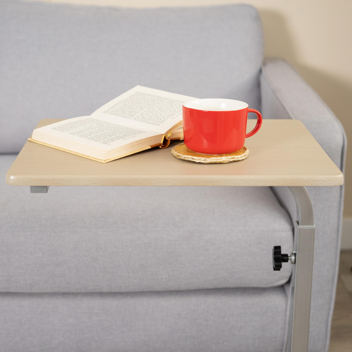 BEISTELLTISCH HÖHENVERSTELLBAR MIT ROLLEN - Eichefarben, Metall (79/48/37cm) - Meubles Cosy