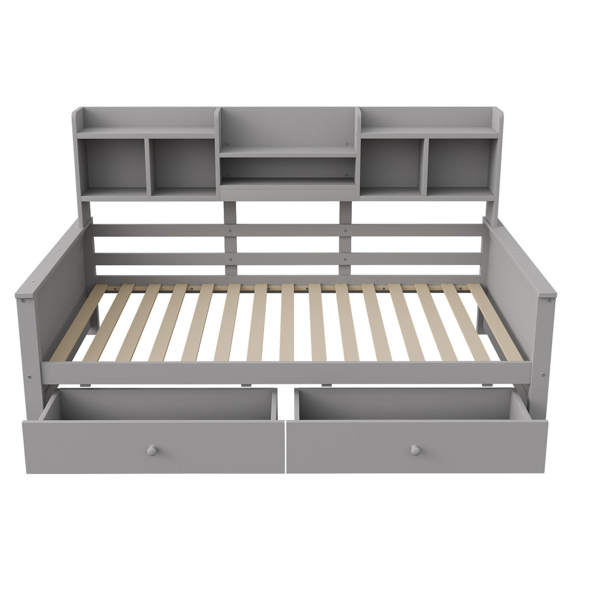 BETT-SOFA mit 2 Schubladen und Ablagefächern 90x200 cm Grau/Weiß - Grau, Holzwerkstoff (90/200cm) - Beauniv