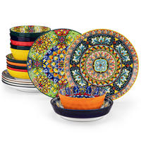 KOMBISERVICE 18-teilig Steinzeug Geschirrset Böhmischer Stil - Multicolor, Keramik (27.2/2.3/27.2cm) - Kaket