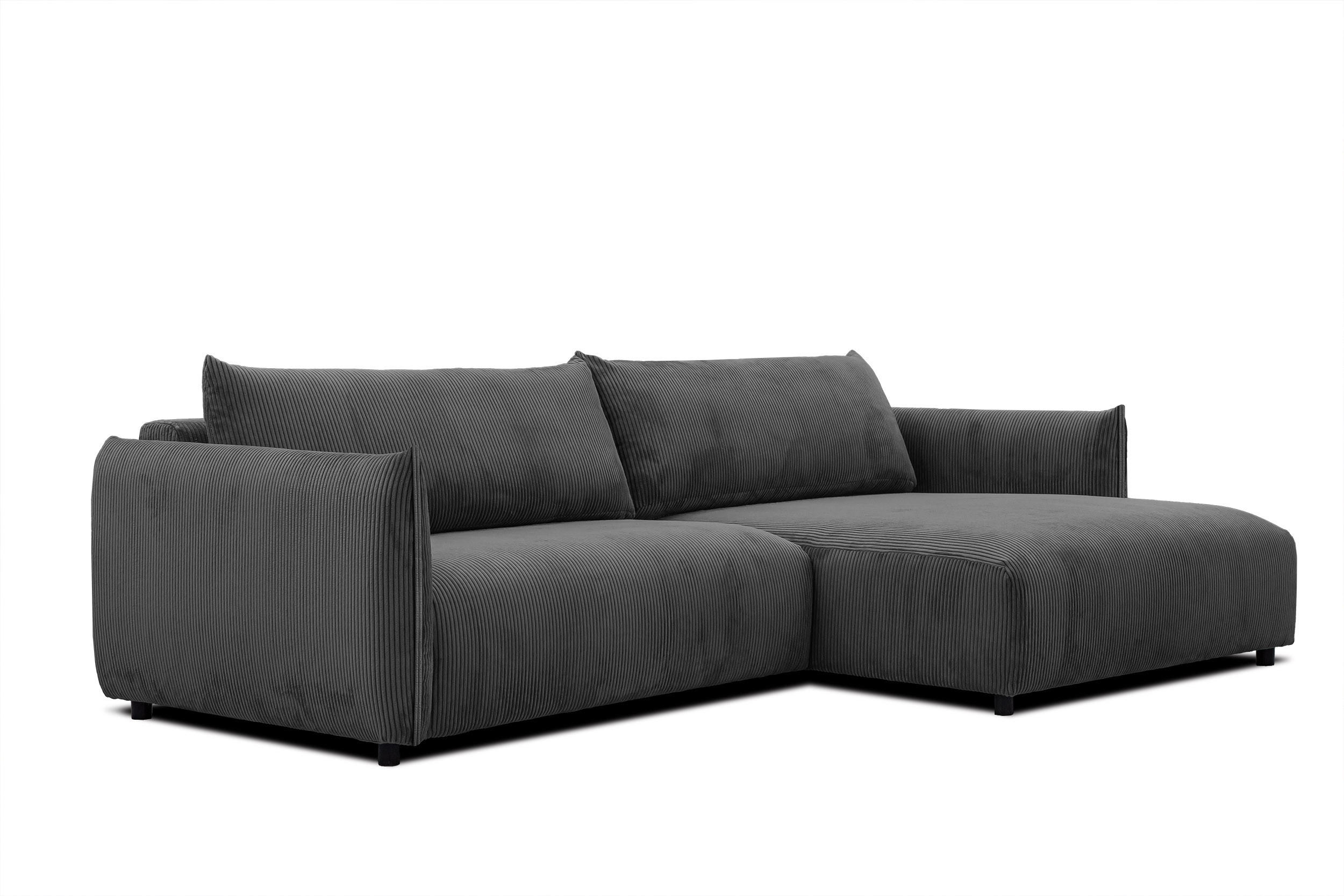 ECKSOFA TAUER 5-Sitzer, dunkelgrau - Dunkelgrau/Schwarz, Holzwerkstoff/Kunststoff (292/174cm) - Courtois Laville