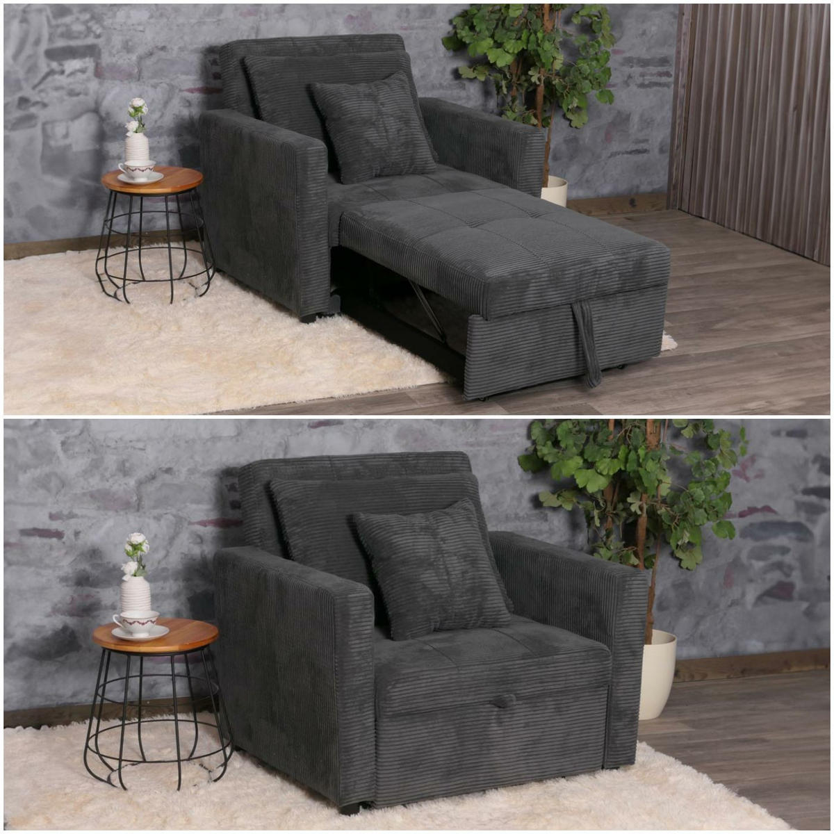 SCHLAFSESSEL Grau - Grau, Textil (100/86/88cm) - MCW