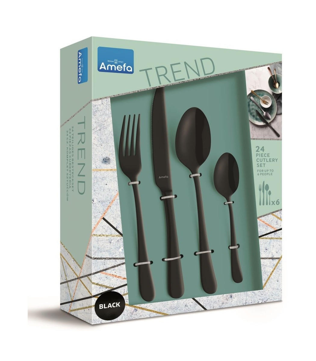 BESTECKSET Austin Vintage Schwarz 24-teilig - Schwarz, Metall