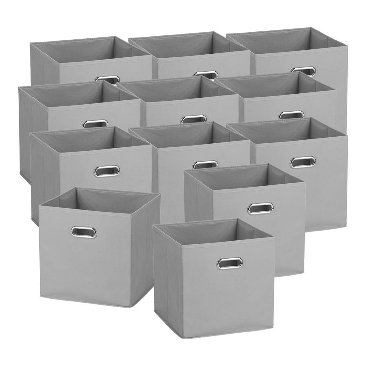 AUFBEWAHRUNGSBOXEN mit Griff, 12 Stück - Vlies, Grau - Grau, Textil (32/32cm) - Zeller Present