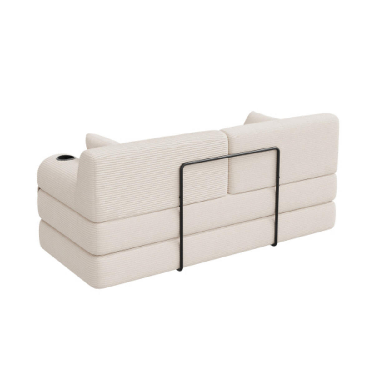 SCHLAFSOFA mit Metallrahmen beige 168×80×81 cm aus Cordstoff - Beige, Textil (80/81/168cm) - Luhomfu