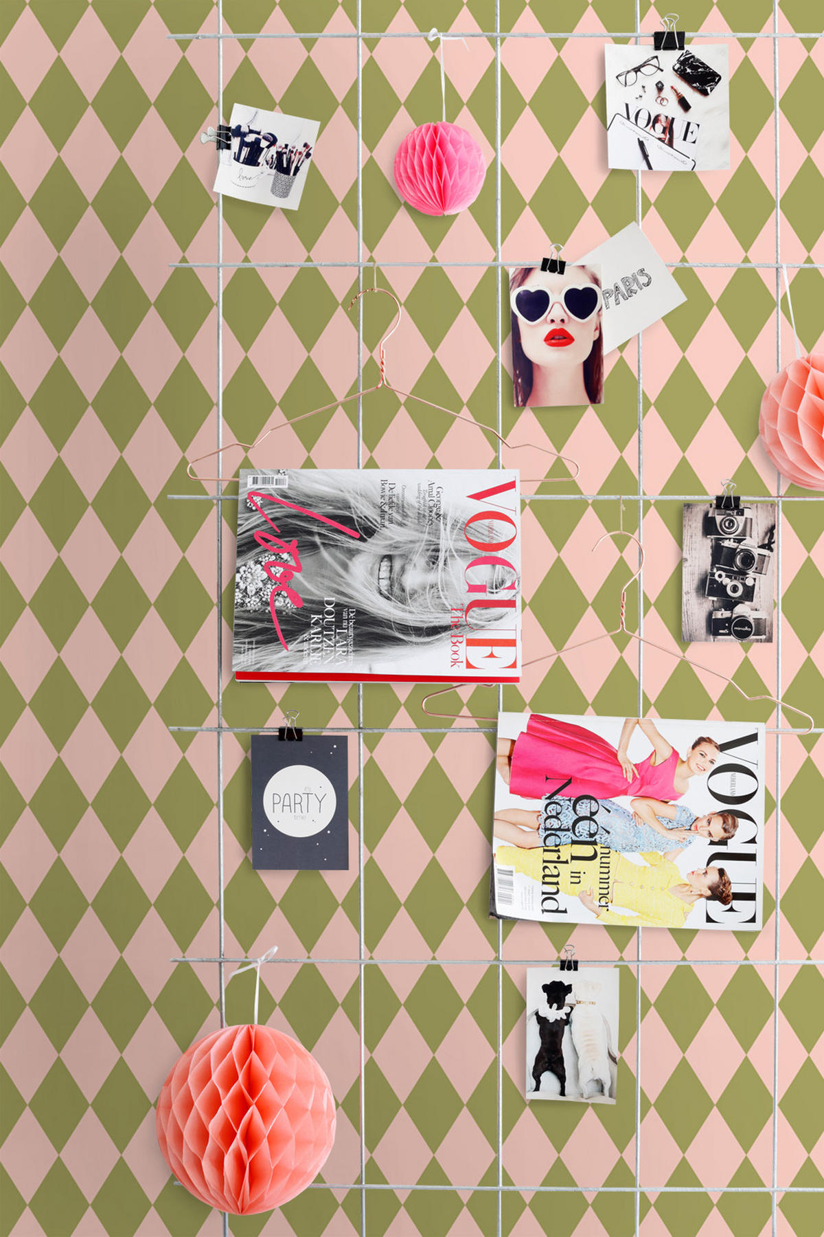 TAPETE Karomuster 50 x 900 cm - Pink, Papier (50/900cm) - ESTAhome