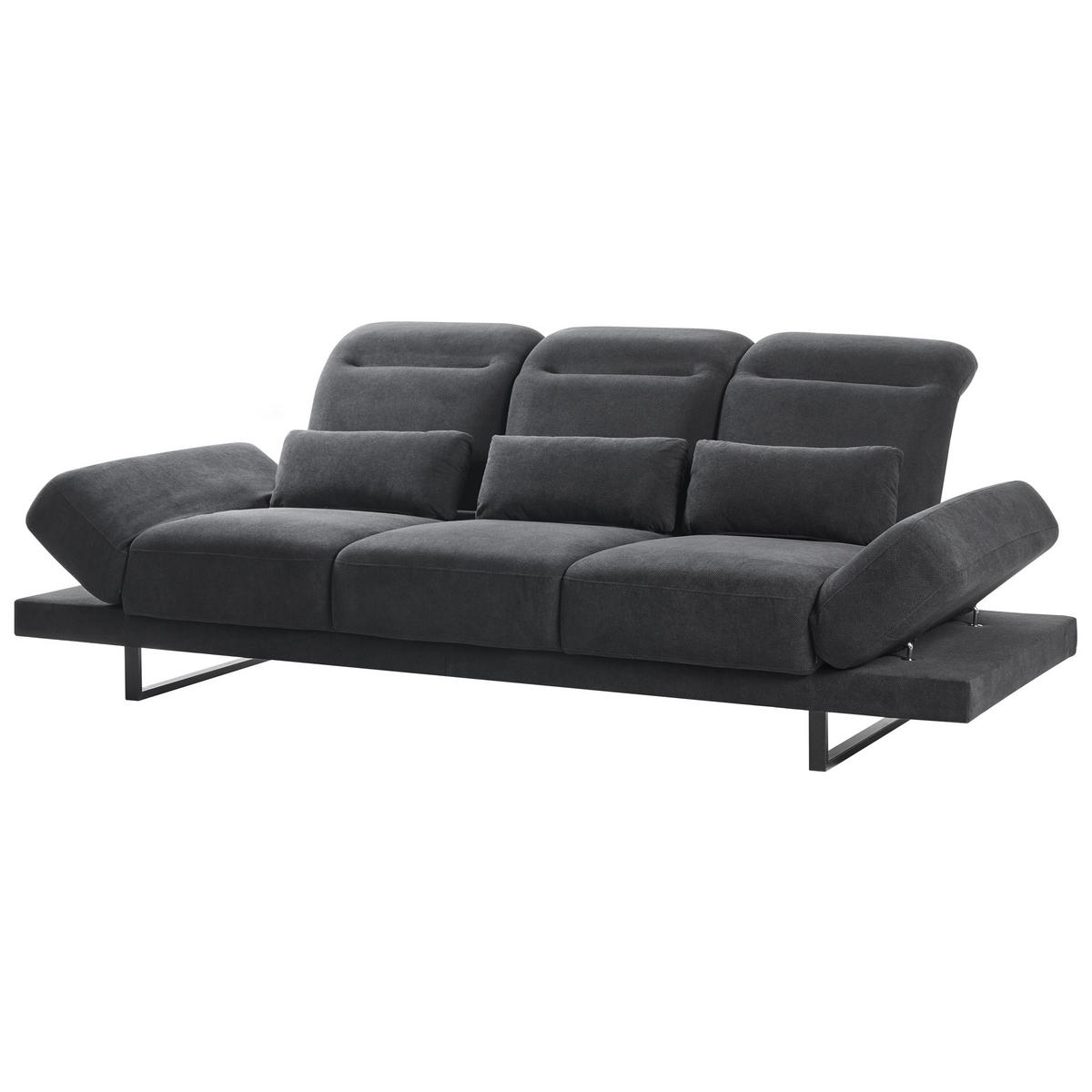 POHOVKA 3-místná Látka Černá Ikast - černá, textil (255/87/105cm) - Beliani