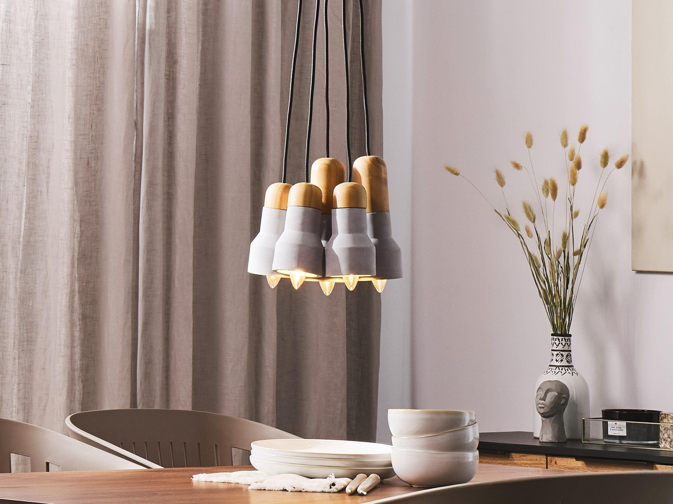 HÄNGELEUCHTE Apure 18/27/133 cm - Grau, Stein (18/27/133cm) - Beliani