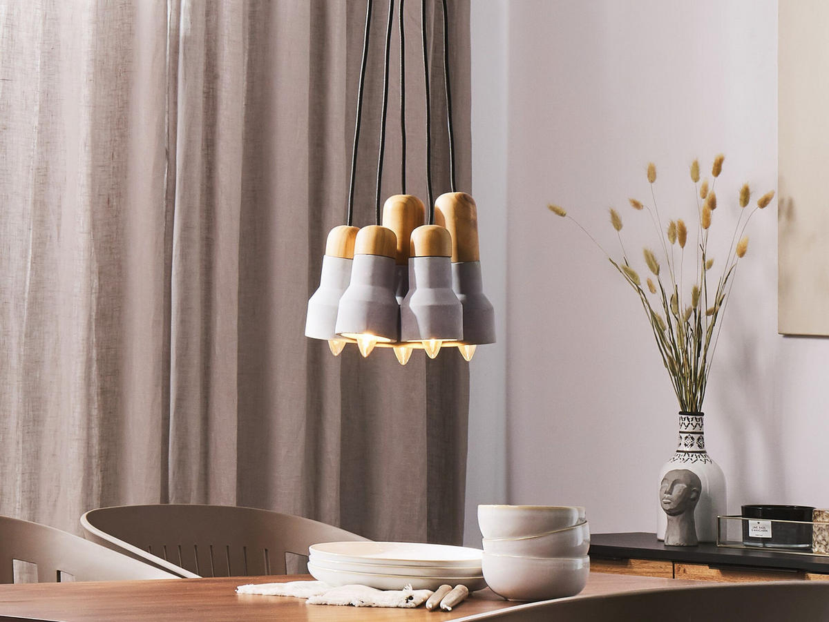 HÄNGELEUCHTE Apure 18/27/133 cm - Grau, Stein (18/27/133cm) - Beliani