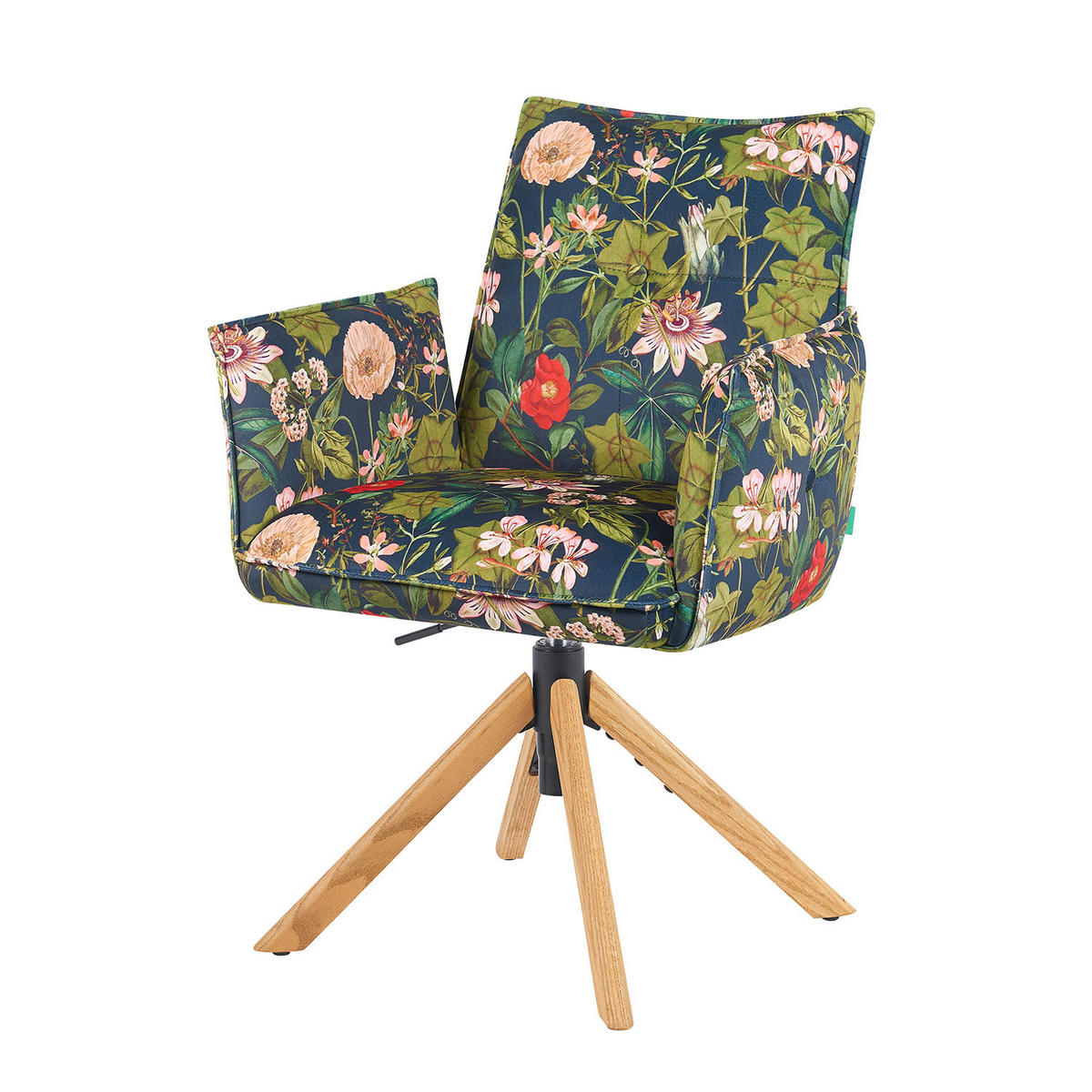 BÜROSTUHL Mika-Leya - Honigeiche/Multicolor, Eichenholz/Holz (60/89/63cm) - DUBI Möbel