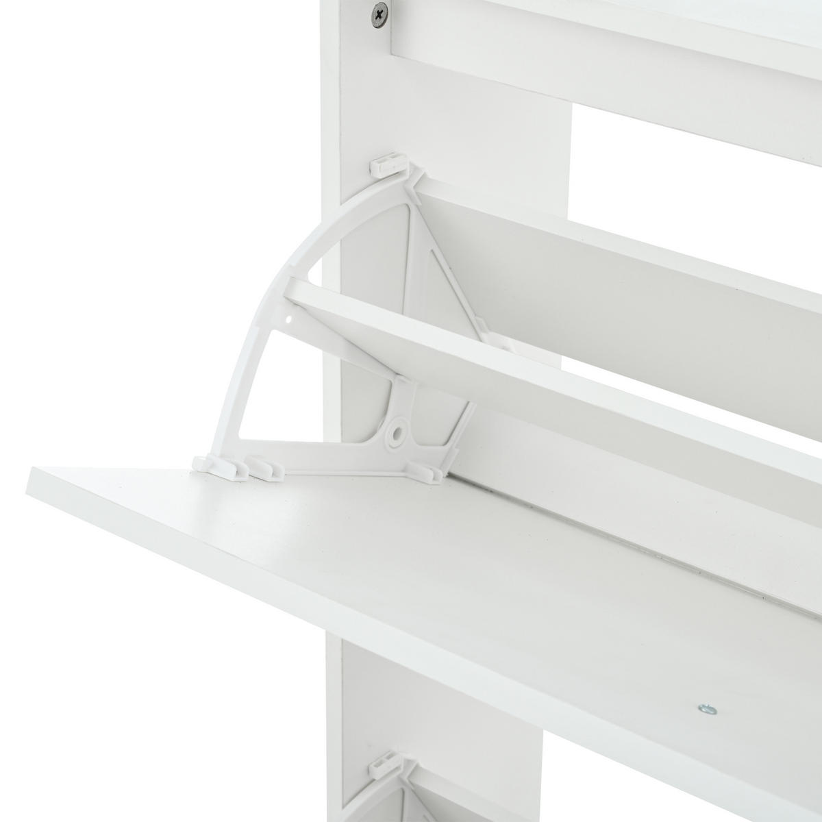 KOMPAKTGARDEROBE Spiegel Hochglanz Schuhschrank 8 Haken - Weiß, Holzwerkstoff (89.5/96.5/23cm) - FLIEKS