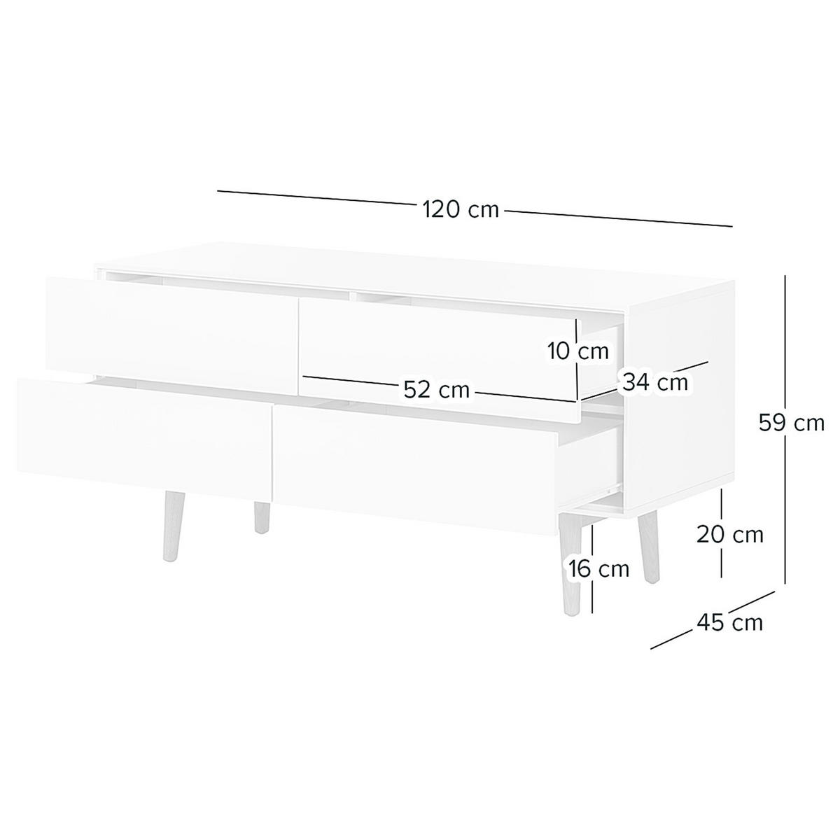 SIDEBOARD - Breite 120 cm - Eichefarben/Weiß, Holzwerkstoff (120/59/45cm) - home24
