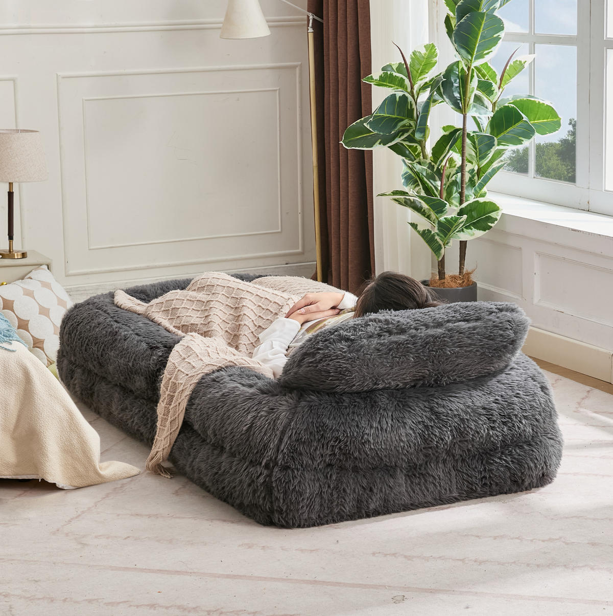 BODENSESSEL 5-fach verstellbar 102 x 89 x 88 cm Dark Grey - Dunkelgrau, Kunststoff (89/88/102cm) - Beauniv