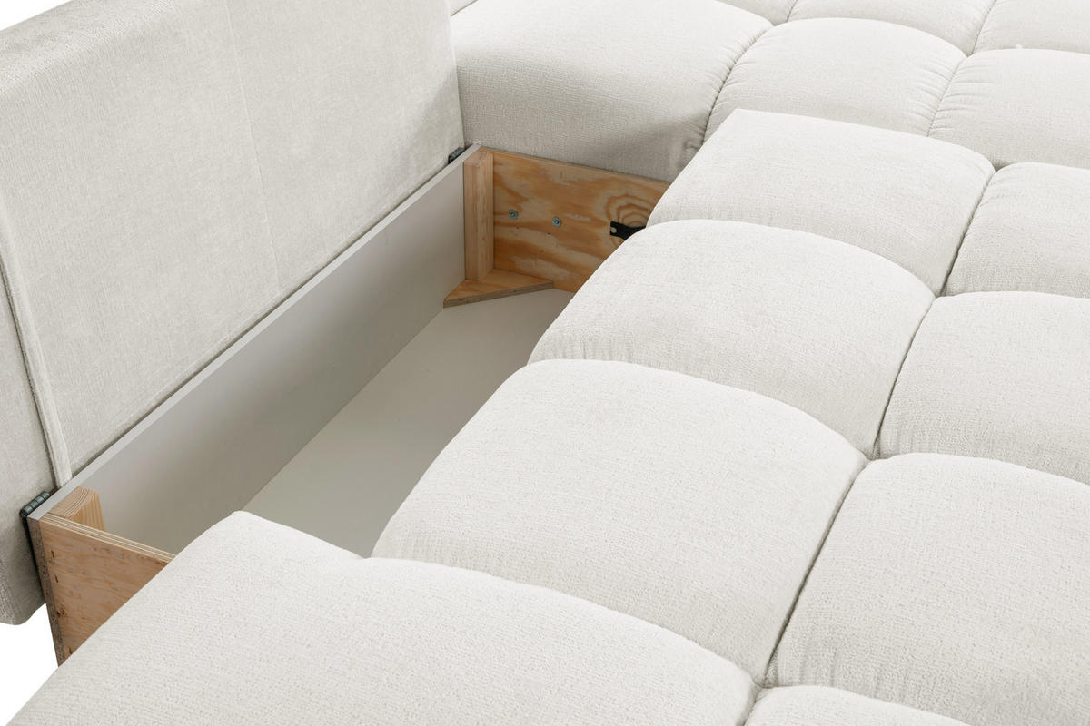 ECKSOFA DUCA R-S Creme Chenille mit Schlaffunktion - Creme, Holz (266.5/266.5cm) - MASSENO