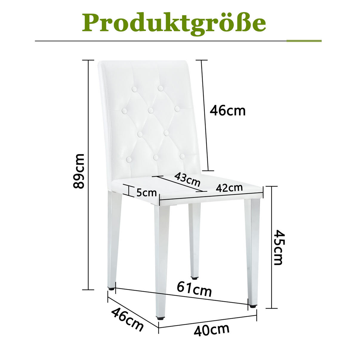 STUHL-SET DE-36649 4 Stück mit PU-Bezug und Metallbeinen Silber - Silberfarben, Metall (46/89/42cm) - ComfortXL
