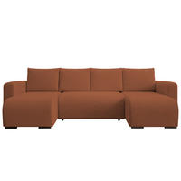 WOHNLANDSCHAFT DORA U mit Bettkasten und Schlaffunktion, U-Form, bequem - Orange, Textil (305/85/140cm) - Storez24