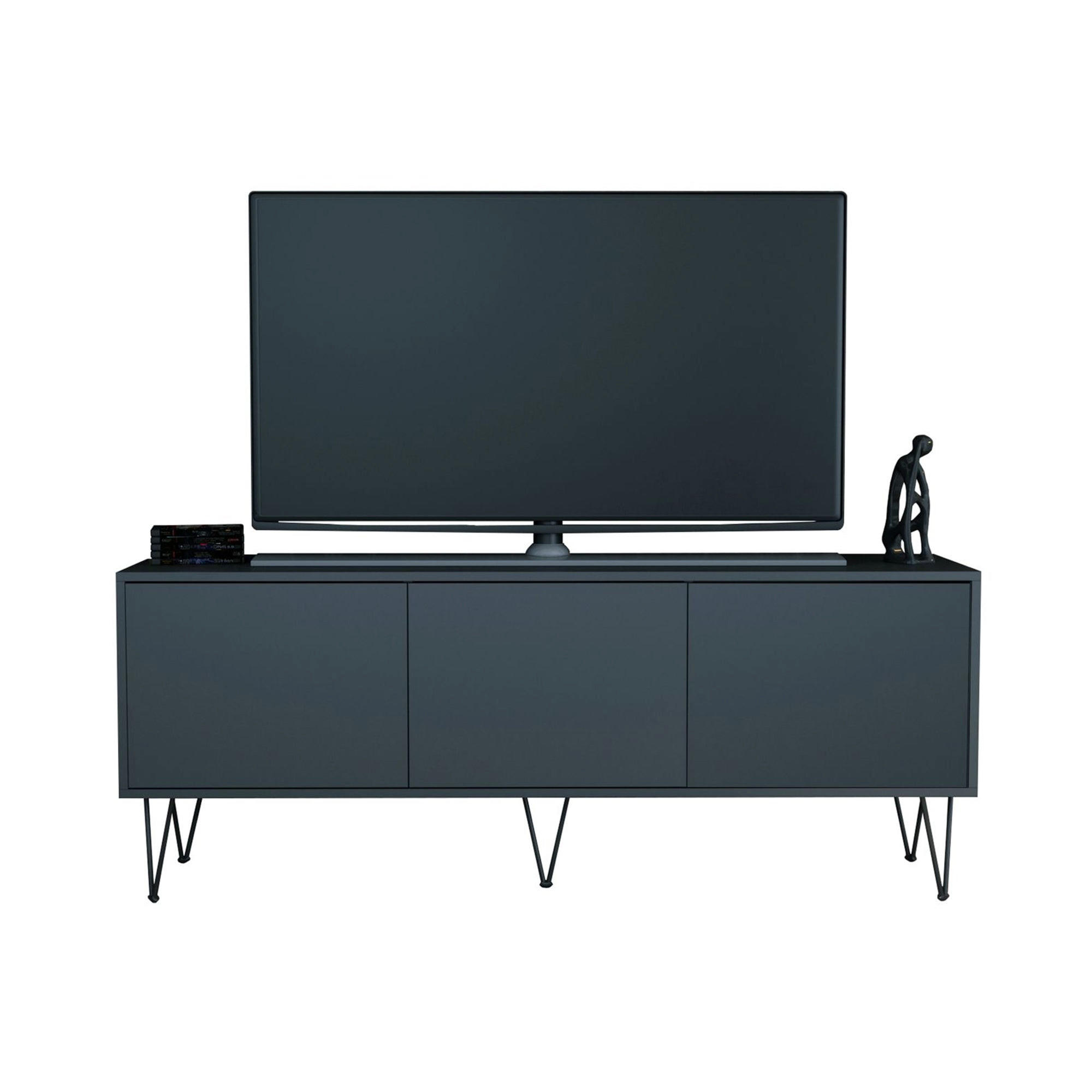 TV-BOARD Elisa, Lowboard mit Push-to-Open, Made in Germany, Moderner Fernsehschrank, Anthrazit matt (152,5 x 60,5 x 37 cm) - Anthrazit, Holzwerkstoff (152.5/60.5/37cm) - InnoFurn