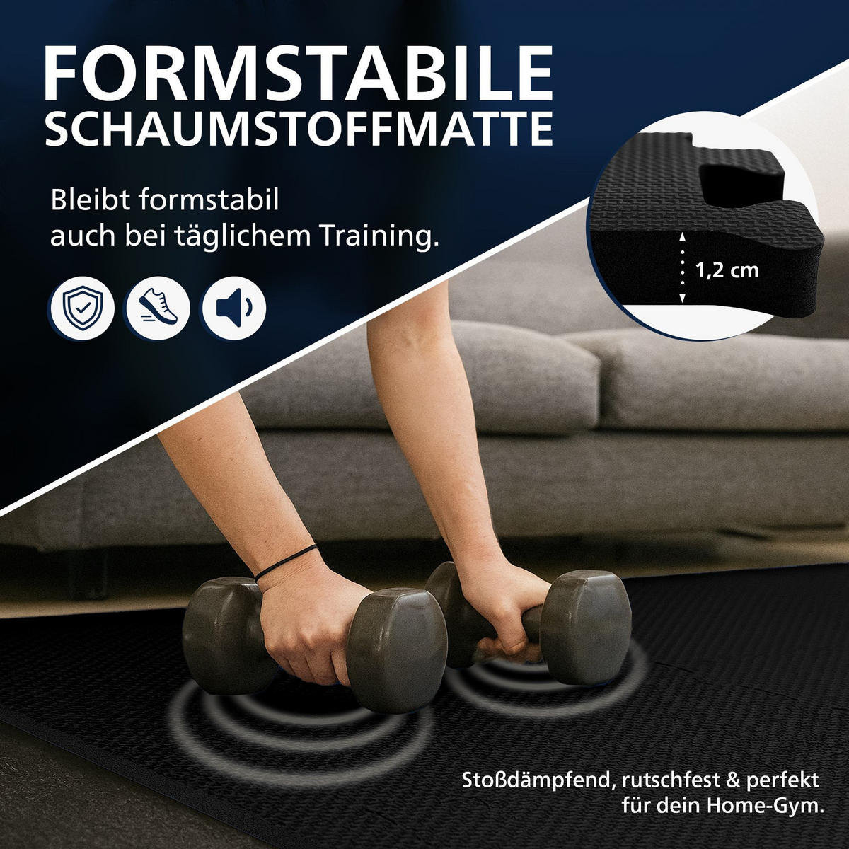 BODENSCHUTZMATTE 18er-Set Schwarz - Schwarz, Kunststoff (30/30cm) - CLP