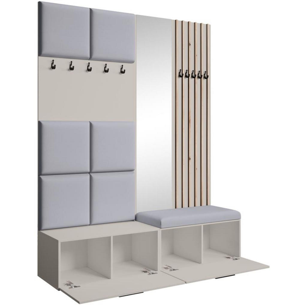 Thumbnail - Beautysofa Garderobe, Kaschmir, Eiche Artisan, Grau, Kunststoff, 162x203x43 cm, Garderobe, Garderoben-Sets & Serien, Gar...