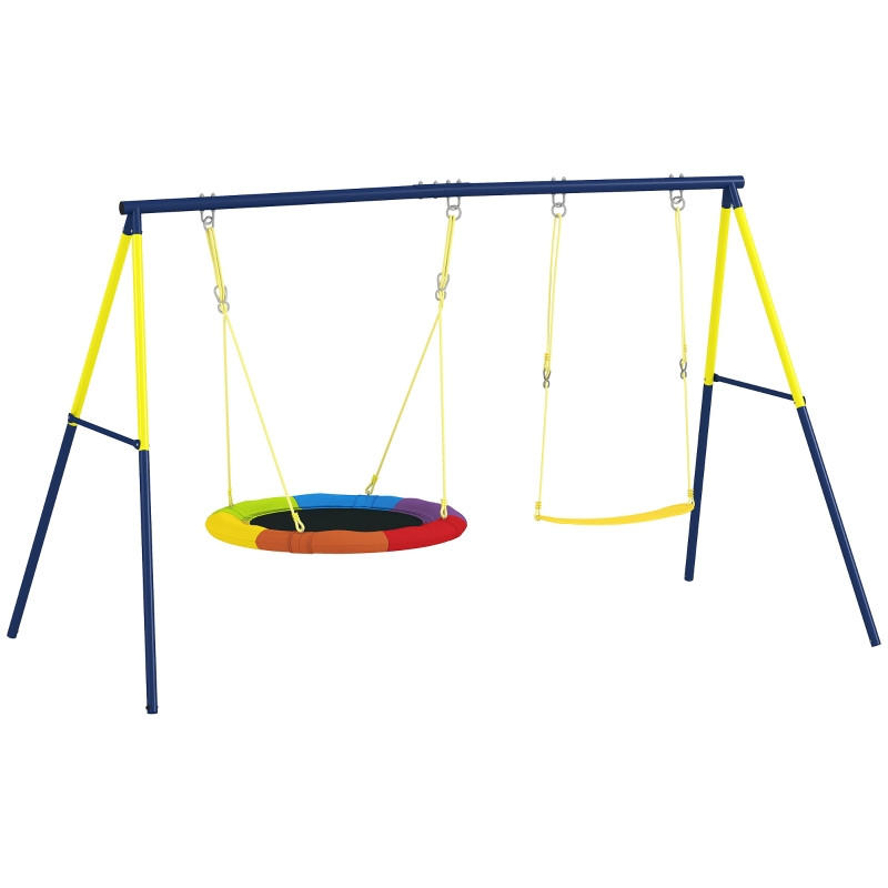 SCHAUKEL-SET mit Nestschaukel Gurtschaukel verstellbarem Seil für 3-8 Jahre 265x160x178cm - Blau, Metall (160/265cm) - Hauptrolle