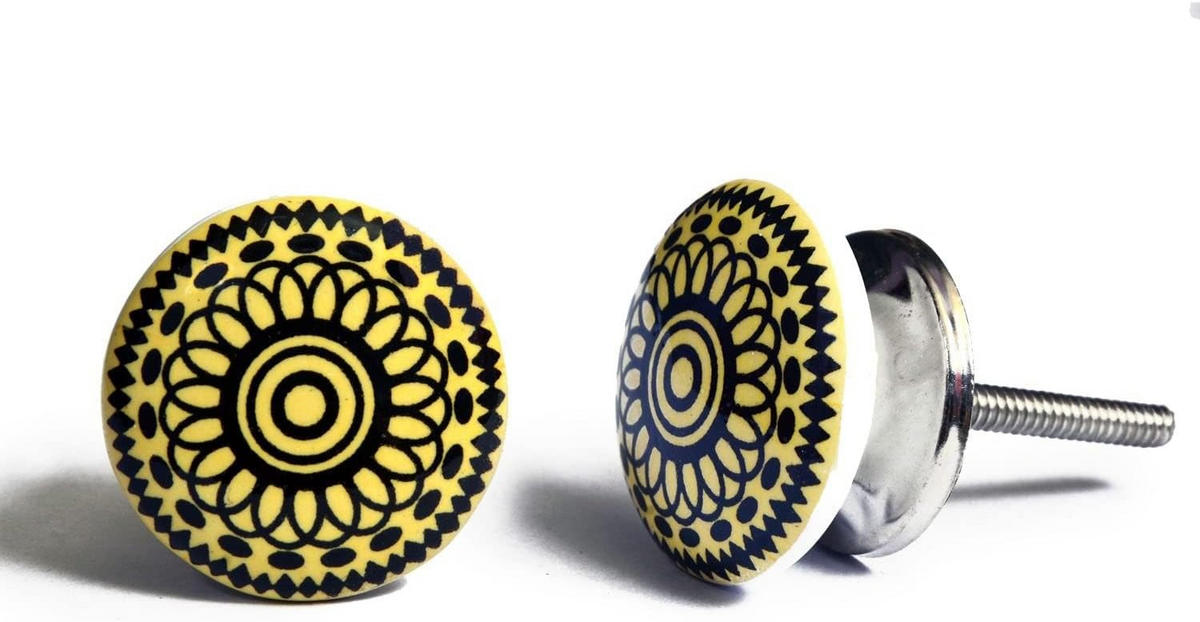 KERAMIKKNÖPFEN Set mit 20 senfgelben Keramikknöpfen40 mm - Beige, Keramik (4/4/6.9cm) - Nacnic