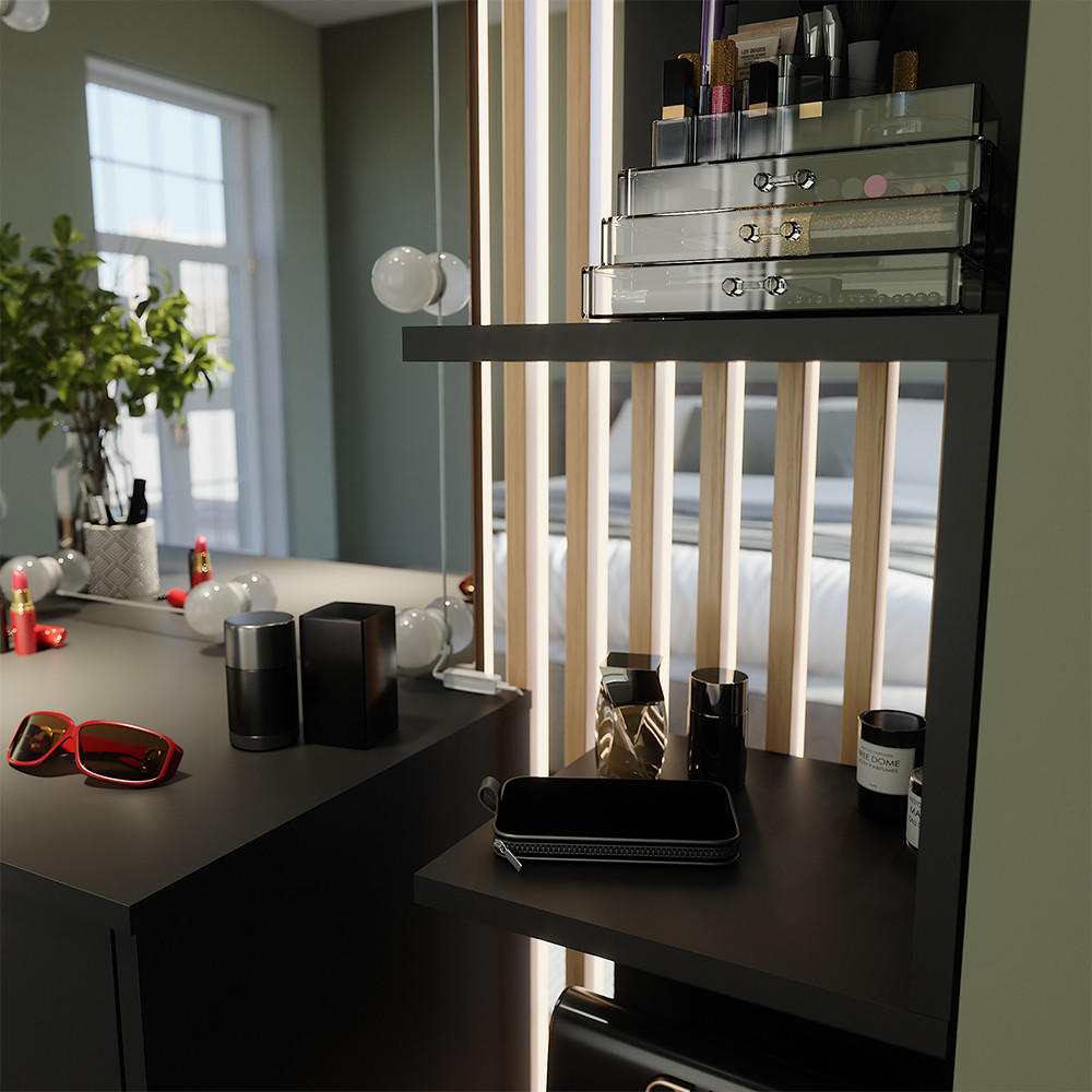 ECKREGAL Paolo Schwarz 28 x 175.4 cm 2er Set - Schwarz, Holzwerkstoff (28/175.4/28cm) - Vicco