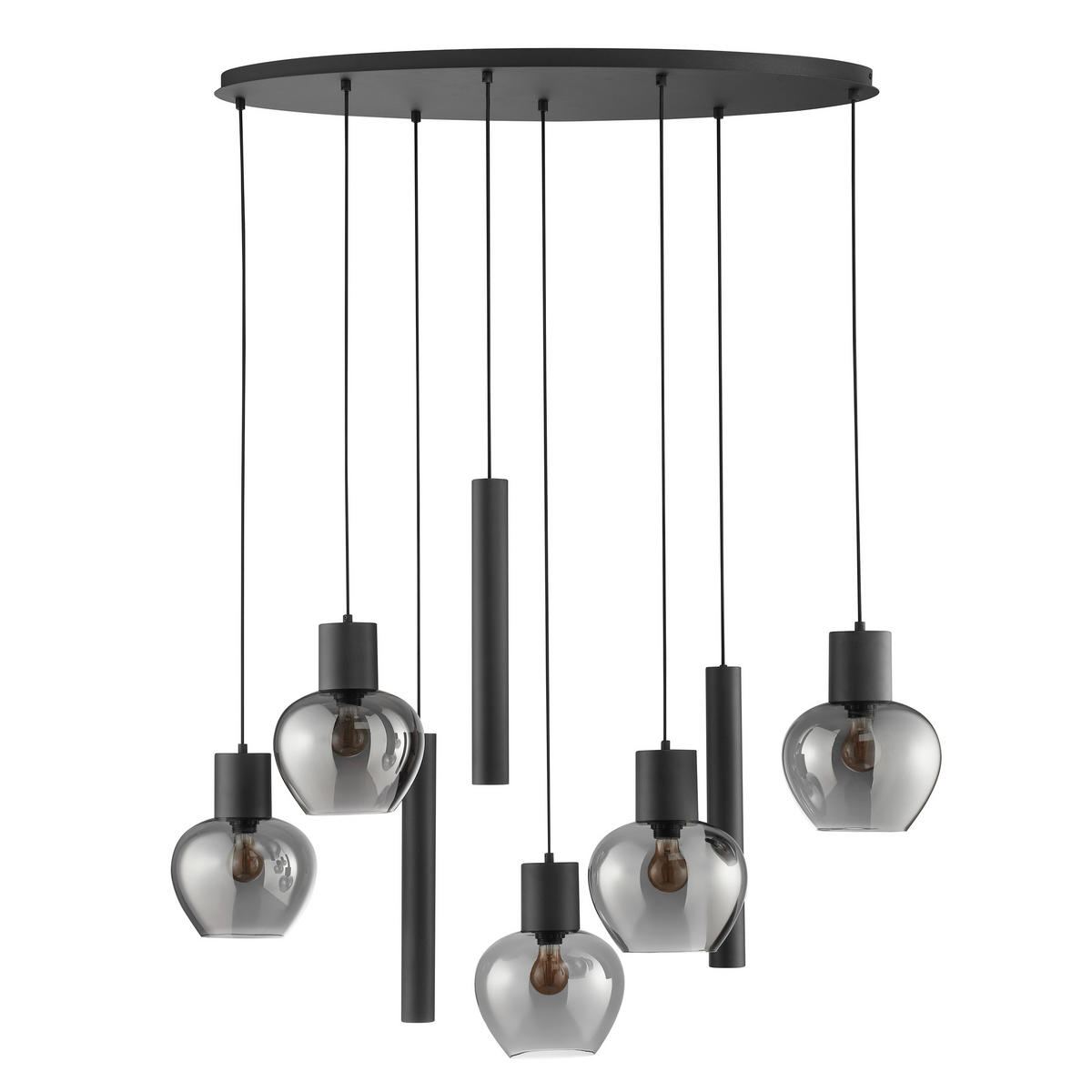 LED DECKENLEUCHTE Ligari Schwarz/Rauchglas 48/126/150 cm - Multicolor, Kunststoff (48/126/150cm) - Brilliant
