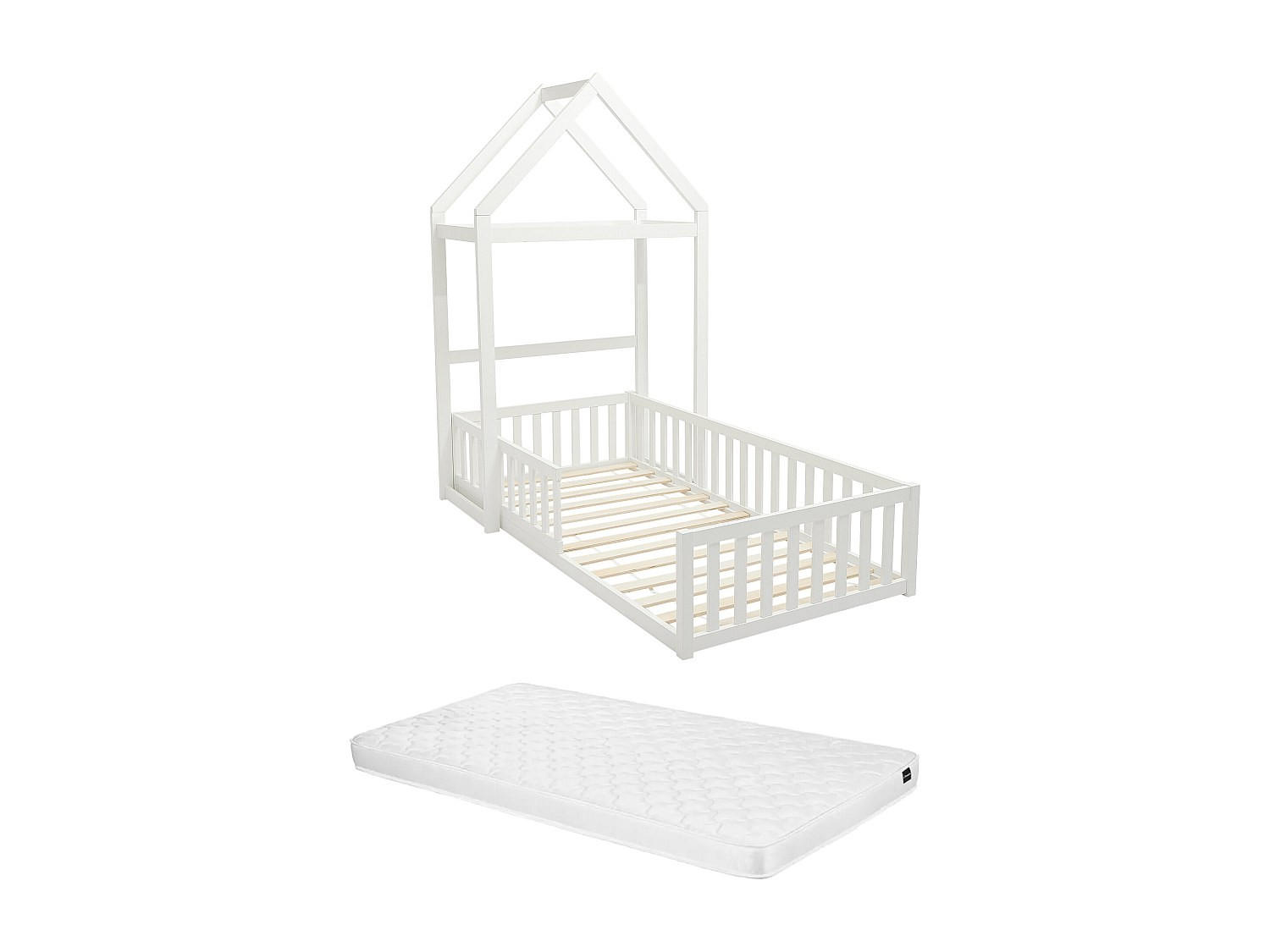 HAUSBETT - 1 Person - holz - weiß Varlaine - Weiß, Holz (90/190cm) - Vente-Unique