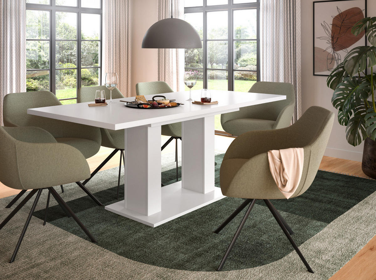 ESSTISCH weiß, Küchentisch ausziehbar 150 - 190 cm - Weiß, Holzwerkstoff/Metall (150/90/76cm) - Inn.Furn