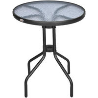 GARTENTISCH 60/60/70 cm aus Metall mit Sicherheitsglas, rund und pflegeleicht, Schwarz - Schwarz, Metall (60/60/70cm) - Redom