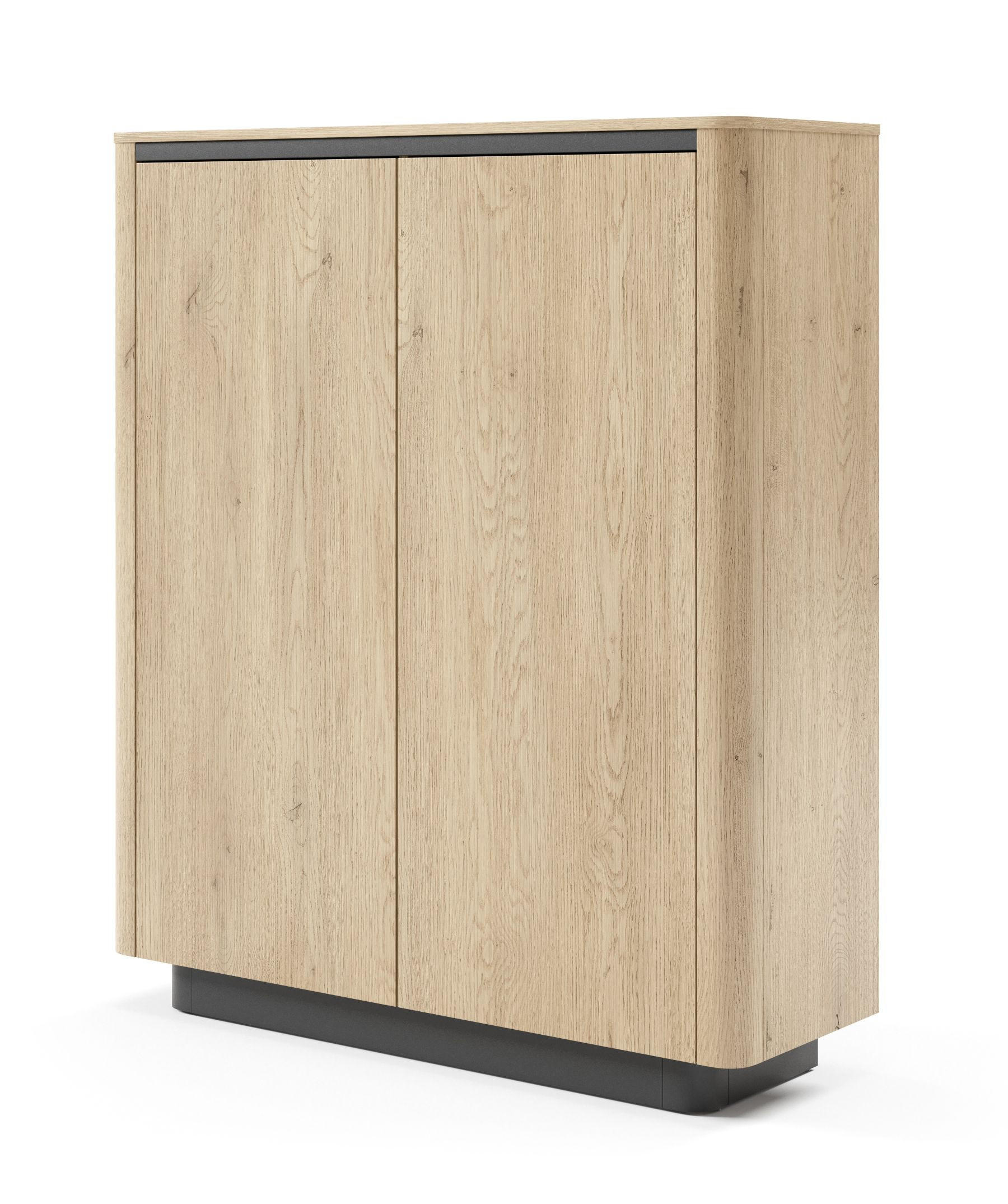 KOMMODE Weiß ORRO Hoch Rund 2 Türen - Beige, Holzwerkstoff (113.2/133.1/38.1cm) - Sepro Meble