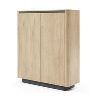 KOMMODE Weiß ORRO Hoch Rund 2 Türen - Beige, Holzwerkstoff (113.2/133.1/38.1cm) - Sepro Meble