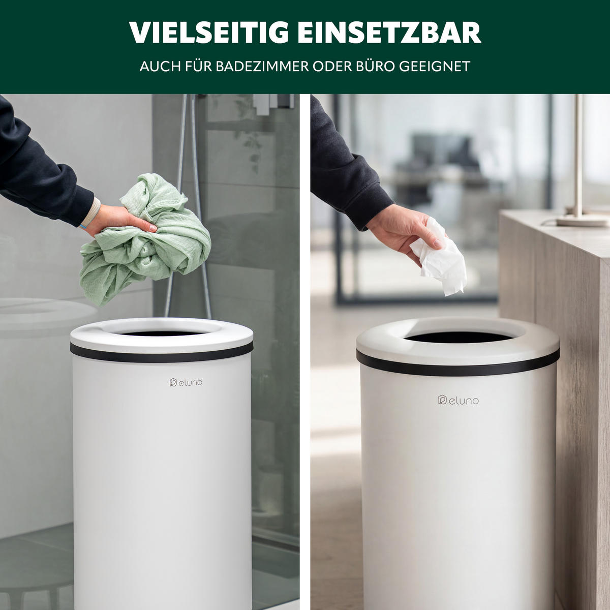 ABFALLEIMER, 36 Liter, aus Metall, weiß - Weiß, Metall (36/70/36cm) - eluno