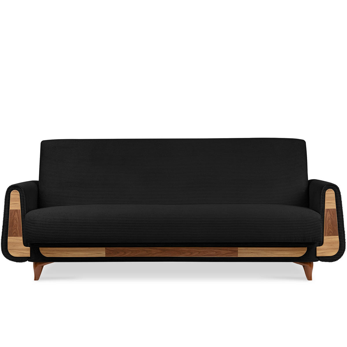 3-SITZER-SCHLAFSOFA GUSTAVO II mit Armlehnen, Schwarz - Schwarz, Holz/Holzwerkstoff (230/98/98cm) - KONSIMO®