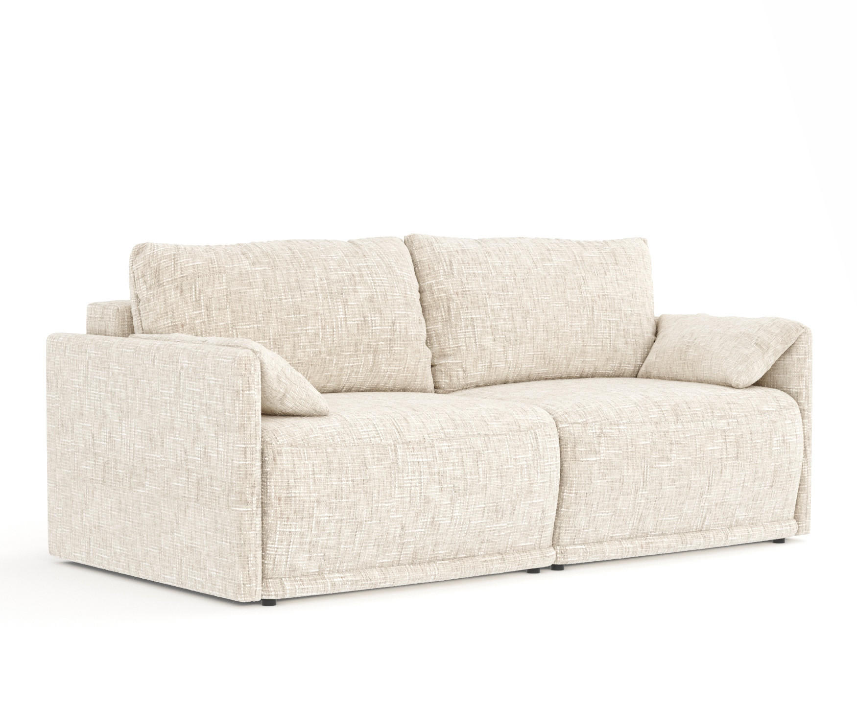 SCHLAFSOFA MIT ECKSOFA-FUNKTION Nappa Creme Webstoff - Creme/Schwarz, Holz/Holzwerkstoff (215/100/112cm) - Maison de Reve