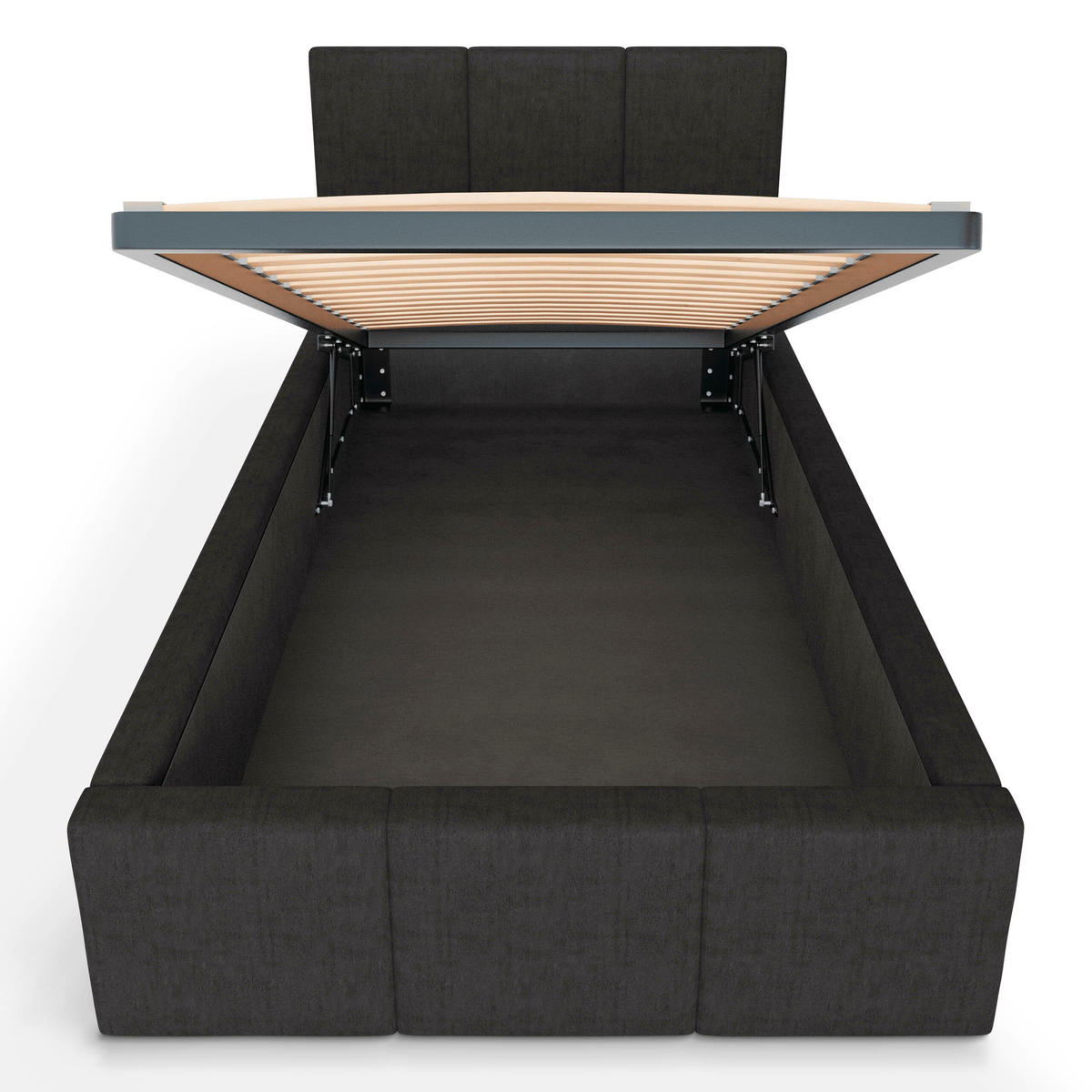 POLSTERBETT für Schlafzimmer Bett mit Stauraum Graphit 90x200cm Kopfteil 110cm - Graphitfarben, Holzwerkstoff/Metall (90/200cm) - Muralo