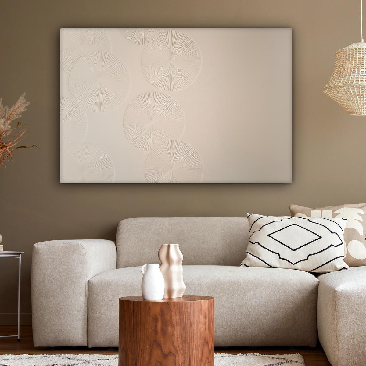 LEINWANDBILD Japandi - Beige - Modern XXL 150x100 cm - Ecru, Textil (150/100cm) - MuchoWow