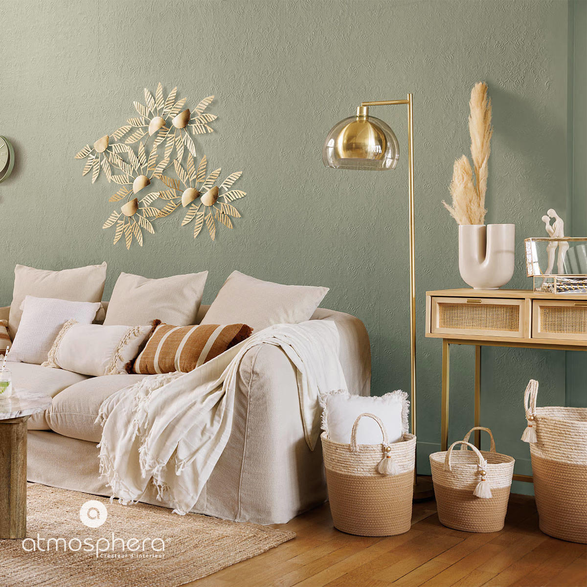 TAGESDECKE 230/250 cm - Beige, Naturmaterialien (230/250cm) - Atmosphera Createur d´interieur