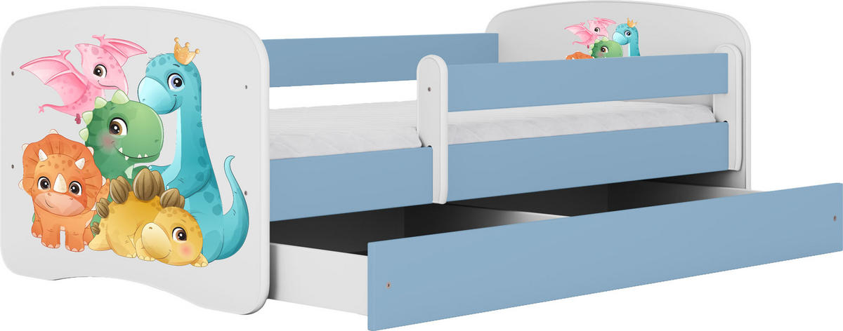 KINDERBETT Emily mit Schublade und Matratze, Blau 70x140 cm - Blau/Multicolor, Holzwerkstoff (140/70cm) - WFL GROUP