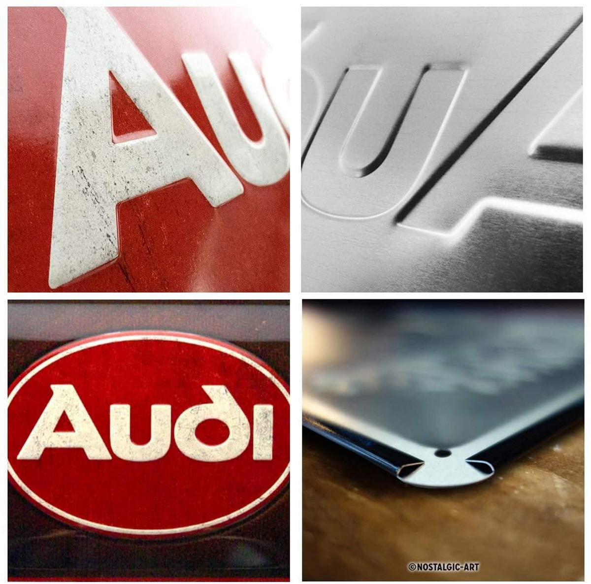 BLECHSCHILD 20/30 cm Audi Logo Red Shine - Multicolor, Metall (30/20/0.2cm) - Nostalgic-Art