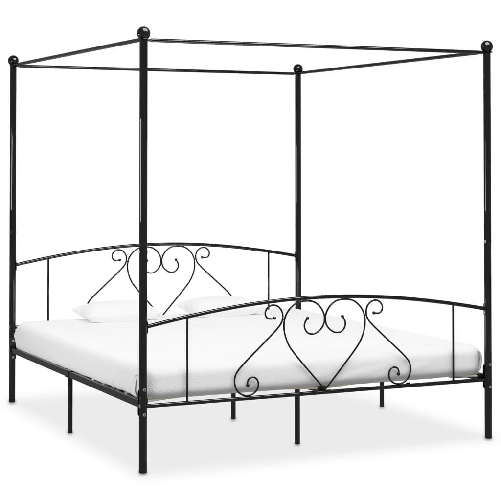 HIMMELBETT-GESTELL 180/200 Cm Metall Schwarz - Schwarz, Metall (180/200cm) - vidaXL